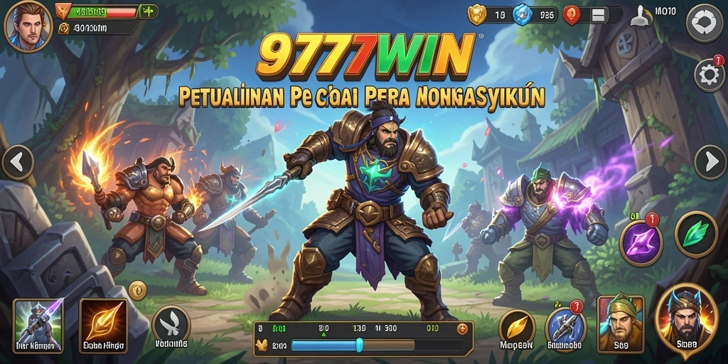 Tangkapan layar 9777WIN menunjukkan pertarungan epik dalam dunia fantasi.
