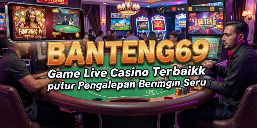 Screenshot gameplay BANTENG69 menunjukkan dealer langsung dan interaksi pemain.