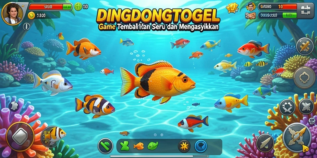 Tampilan gameplay DINGDONGTOGEL yang seru saat menembak ikan.