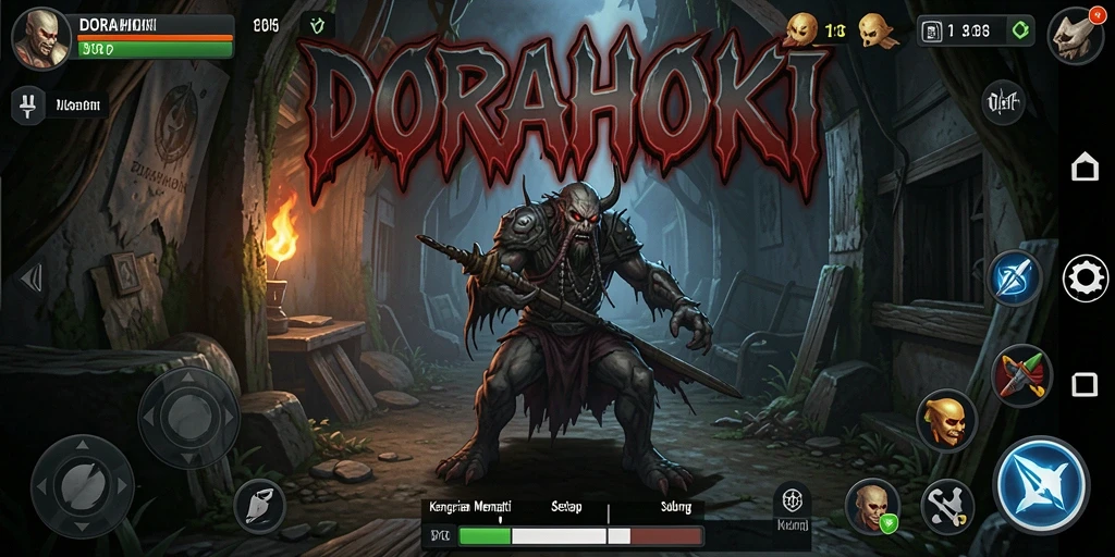 Tangkapan layar menampilkan suasana mencekam dalam gameplay DORAHOKI.