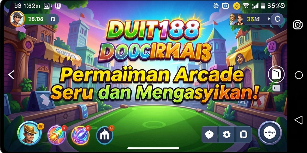 Tangkapan layar utama DUIT188 menampilkan gameplay arcade yang seru dan penuh warna.