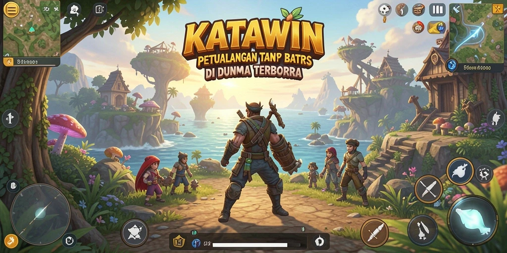 Screenshot gameplay KATAWIN yang menampilkan petualangan di dunia terbuka.
