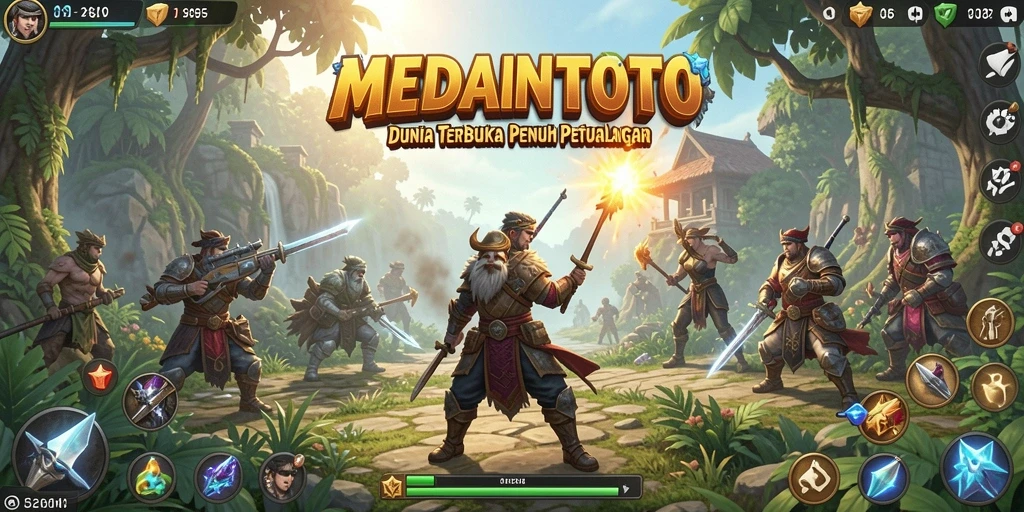 Tangkapan layar menunjukkan berbagai aktivitas di dunia Open World MEDANTOTO.