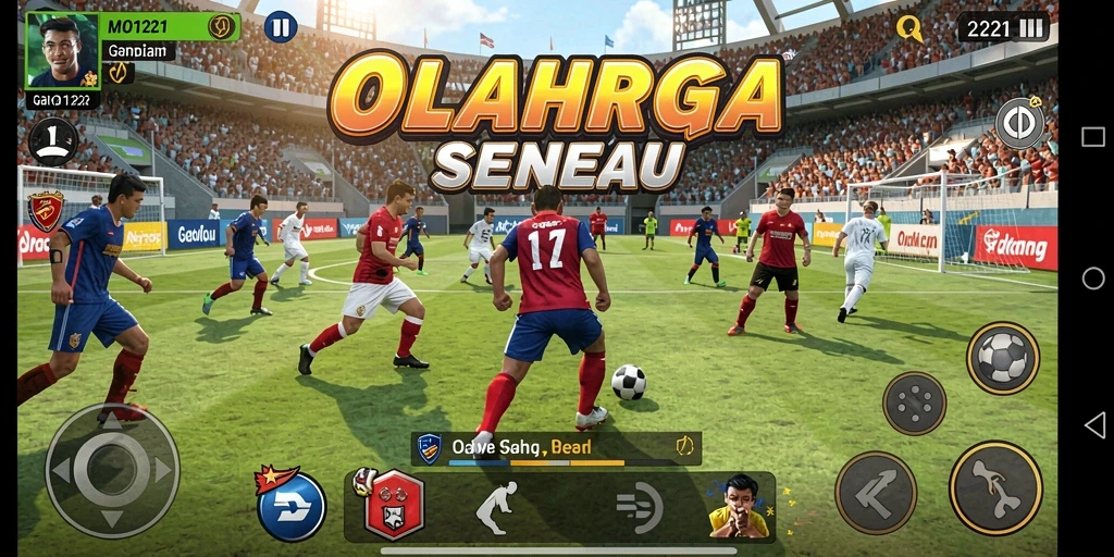 Tampilan gameplay seru yang menampilkan pertandingan olahraga.