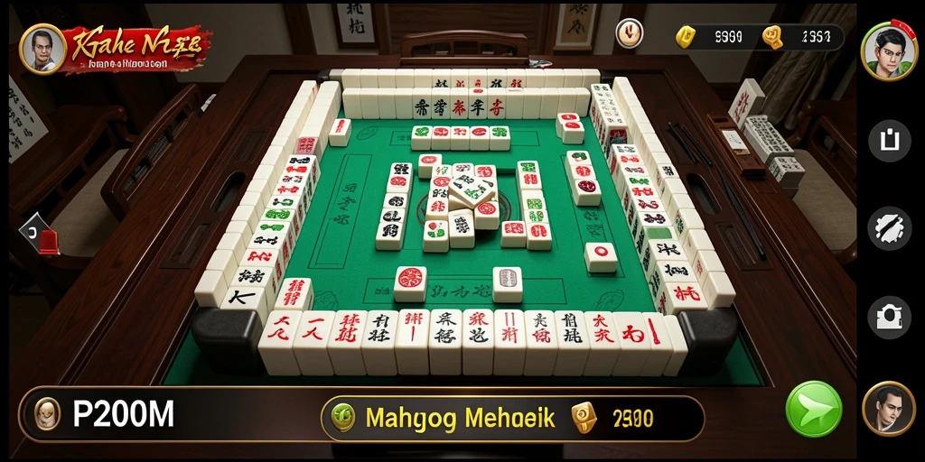 Tampilan gameplay P200M yang menampilkan papan Mahjong yang menarik.
