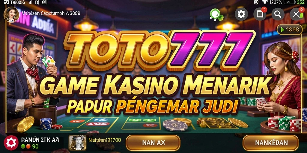 Screenshot utama TOTO777 menampilkan gameplay Kasino yang menarik.