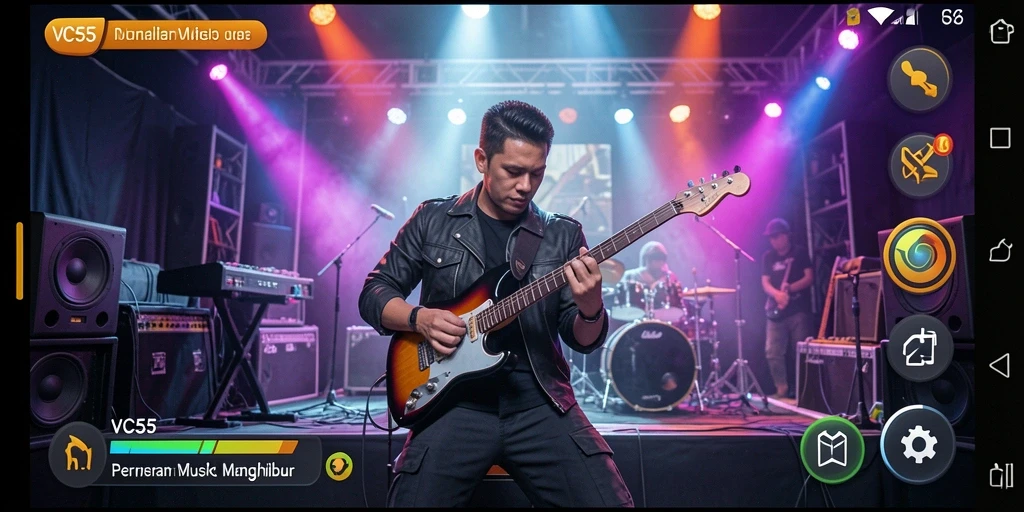 Tampilan gameplay VC55 dengan musik yang mengasyikkan.
